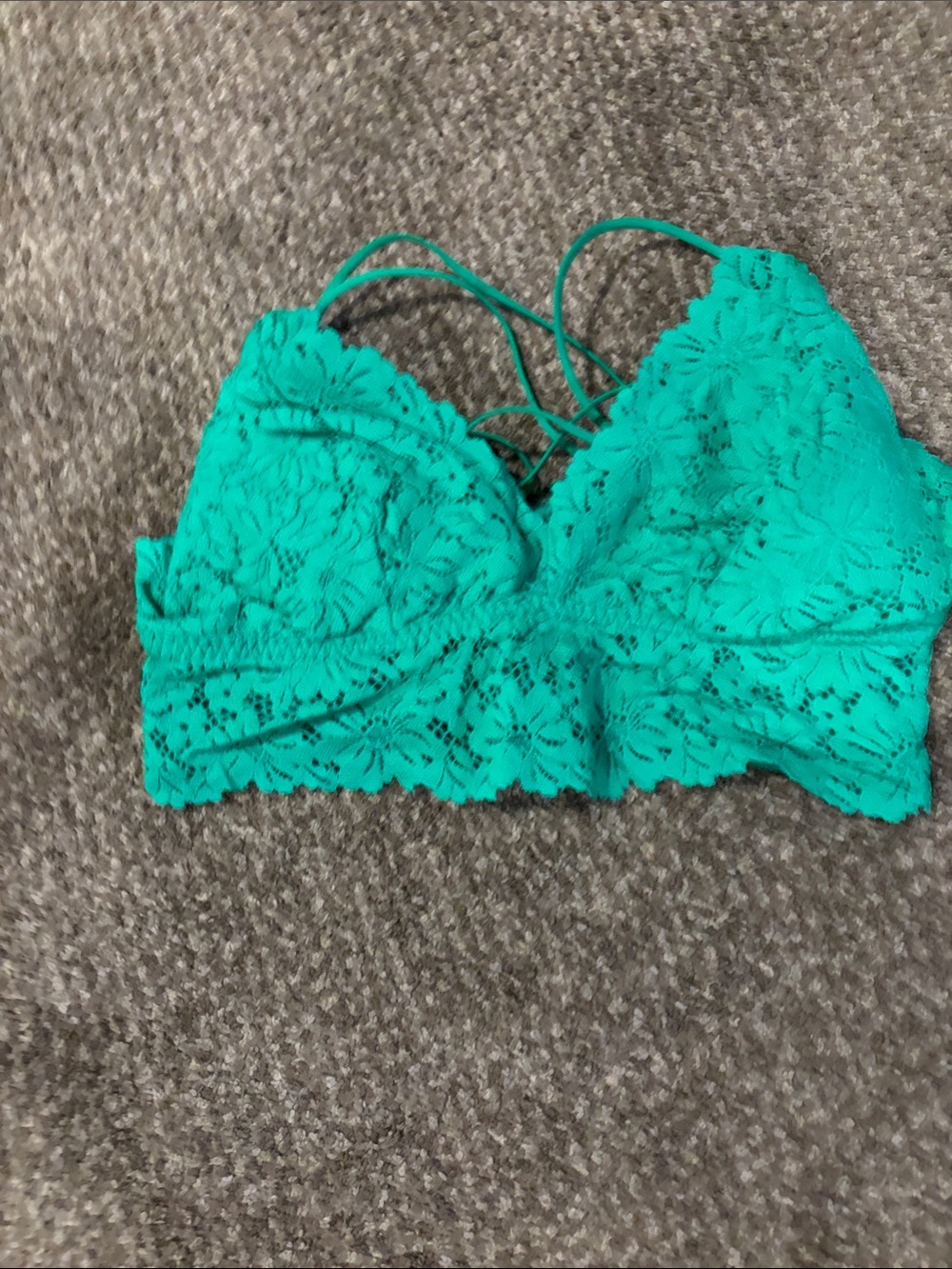PINK Victoria's Secret Teal Lace Bralette Crop Top